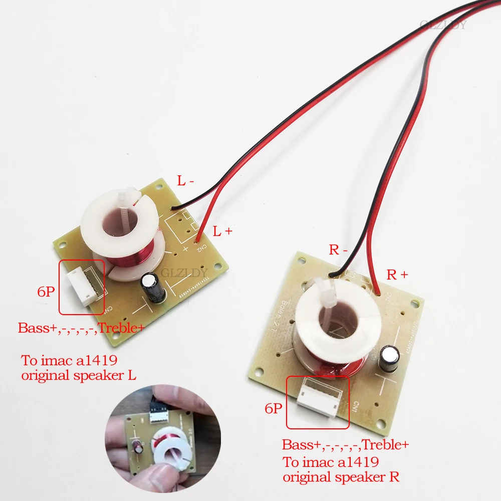 Audio Speaker 2 Way Treble Bass Speaker Crossover Frequency Divider For imac A1419 A1418 A2115 27" Speaker Frequency Divider