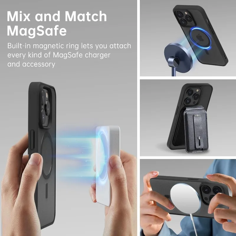 Anti-Yellowing Matte Transparent Phone Case with Magsafe Magnetic Clear Cover