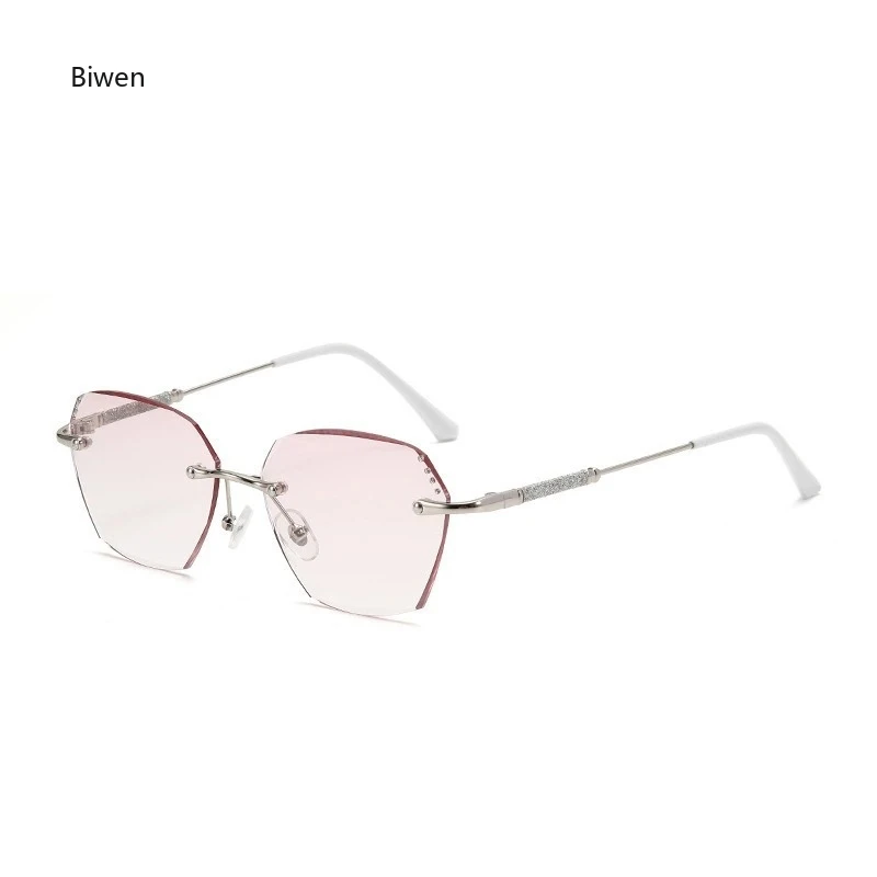 Women Trendy Reading Glasses with Diamond Unisex Blue Light Blocking Diopter Eyewear Luxury Fashion Rimless Far Sight Eyeglasses 6