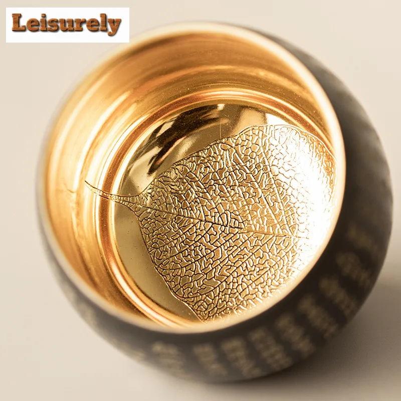 200ml Gilded Prajna Heart Sutra Teacup Antique Tea Bowl Water Jug Smelling Cup Jianzhan Master Cups Household Drinkware Craft