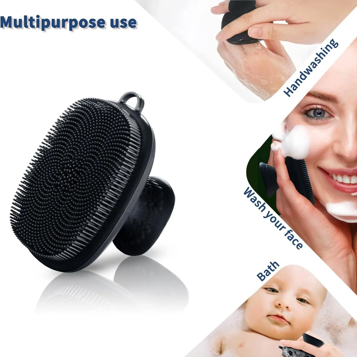 Facial Cleansing Brush Silicone Face Scrubber for Men and Women Manual Skin Care