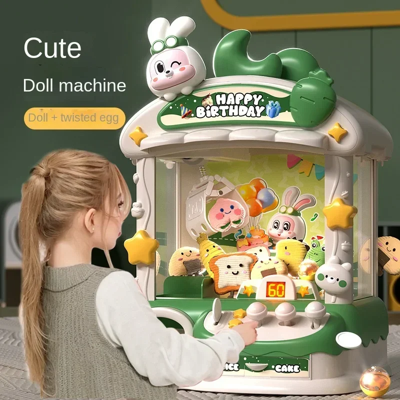 Automatic Doll Machine Toy for Kids Mini Cartoon Coin Operated Play Game Claw Crane Machines with Light Music Children Toy Gifts 2