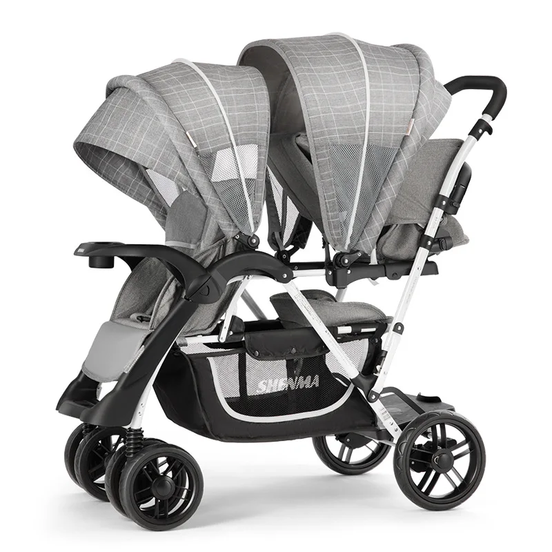 Twins Stroller Double Sit N Stand Stroller with Rain Cover, 4 Color for Available