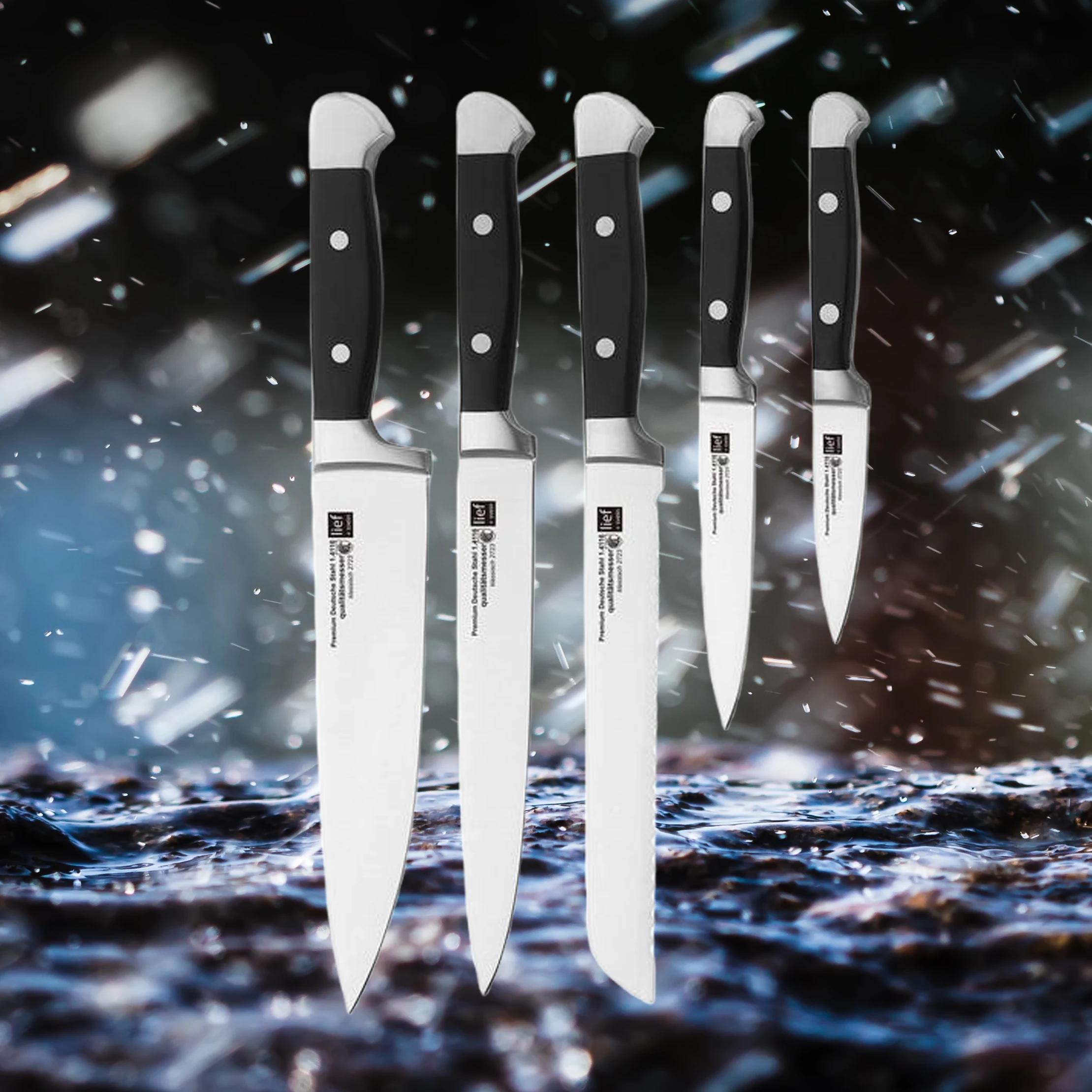 5PcsKitchenKnifeSetStainlessSteelProfessionalJapaneseChefPracticalMeatBreadKnife