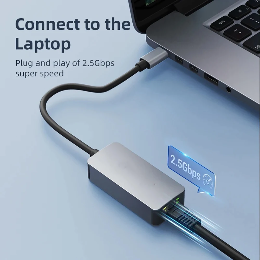 2500Mbps USB3.0 Type-C-RJ45 이더넷 네트워크 카드 RTL8156B 고속 기가비트 어댑터 드라이브 무료 PC 노트북용 Win 7/8/10/11