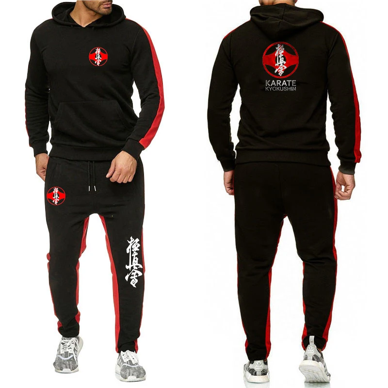 Kyokushin Karate Print New Clothing Men's Autumn Winter Sets Zipper Hoodie+Pants Casual Tracksuit Male Sportswear Pullover Sweat 6