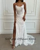 SoDigne Mermaid Lace Wedding Dresses Strapless Sleeveless Bridal Dress Customized Women Split Long Wedding Gown 3