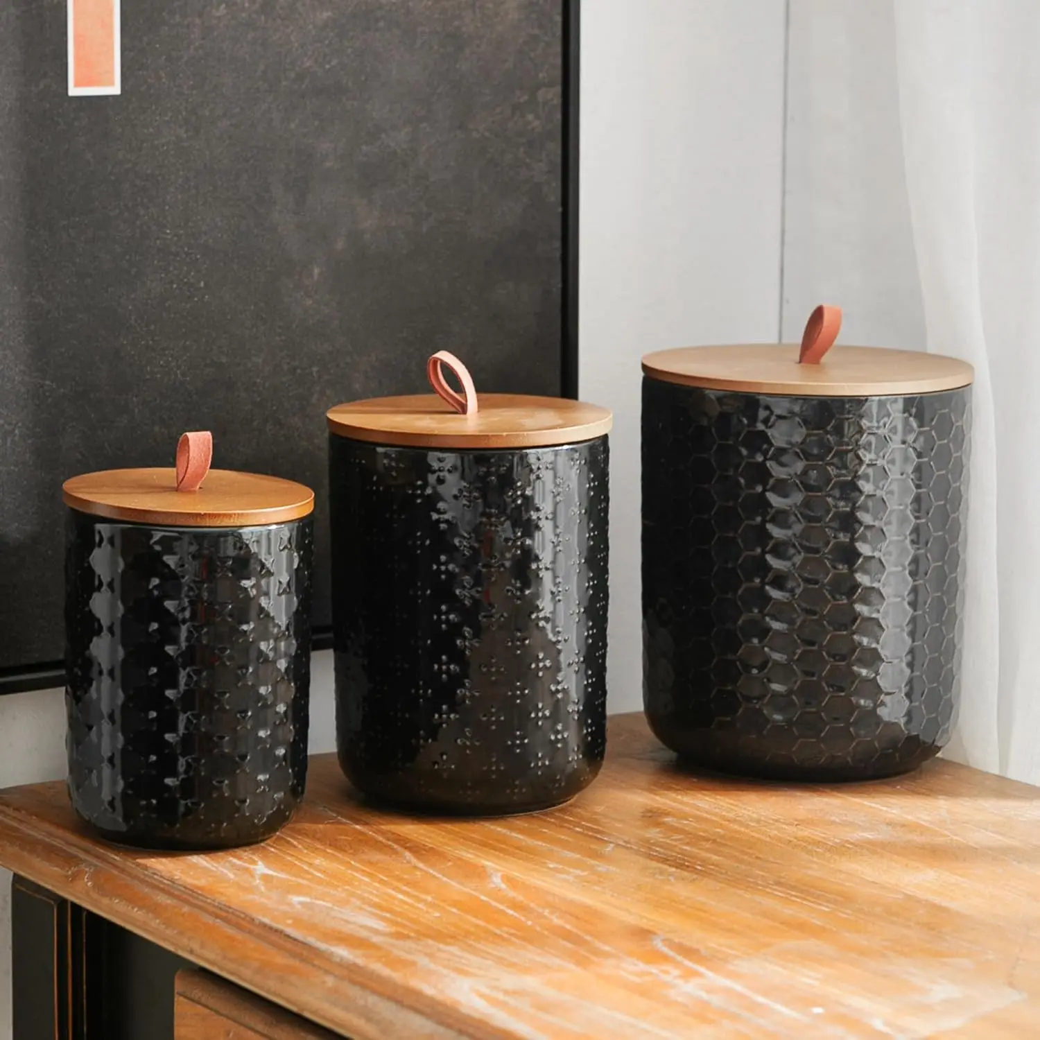 Black Ceramic Canister Set (3-Piece) 6