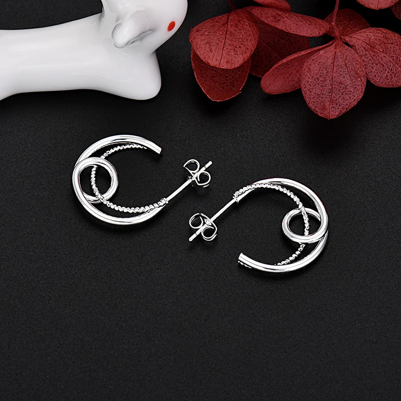 

Женские серьги-гвоздики из серебра 925 пробы, с кольцом