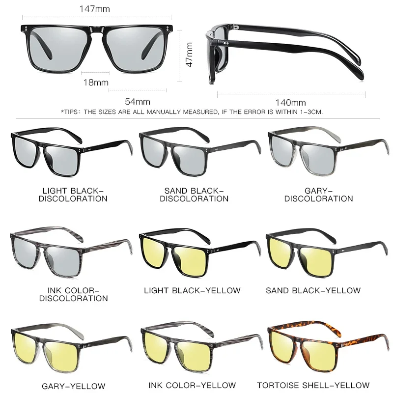 Photochromic Polarized Driving Sunglasses Men Chameleon Glasses Change Color Sun Glasses Day Night Vision Driver's Eyewear