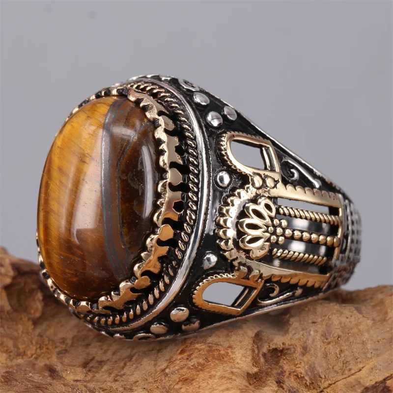 Blue Tiger Eye Stone Man Rings – Pierre & Sofia