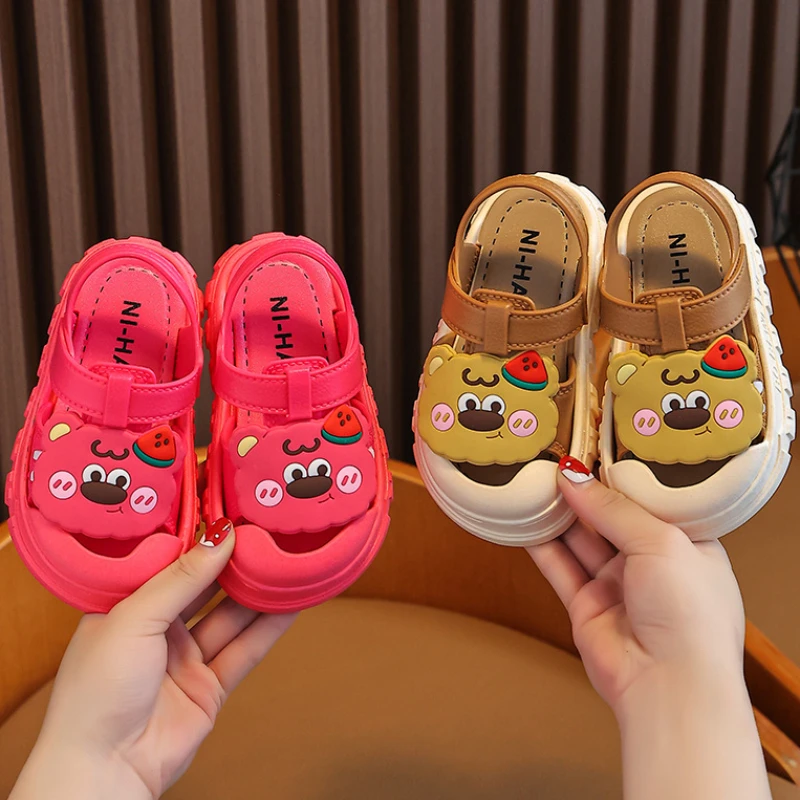 Kids Sandals Babies Non-slip Cartoon Pattern Soft Bottom Footwear Students Sport Shoes