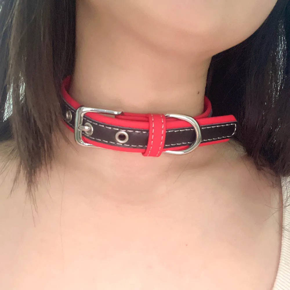 Schwarzes Leder-Halsband für Frauen, Punk-Choker-Halskette, Gothic-Cosplay-Accessoires, Rave-Festival-Schmuck – Detail 3
