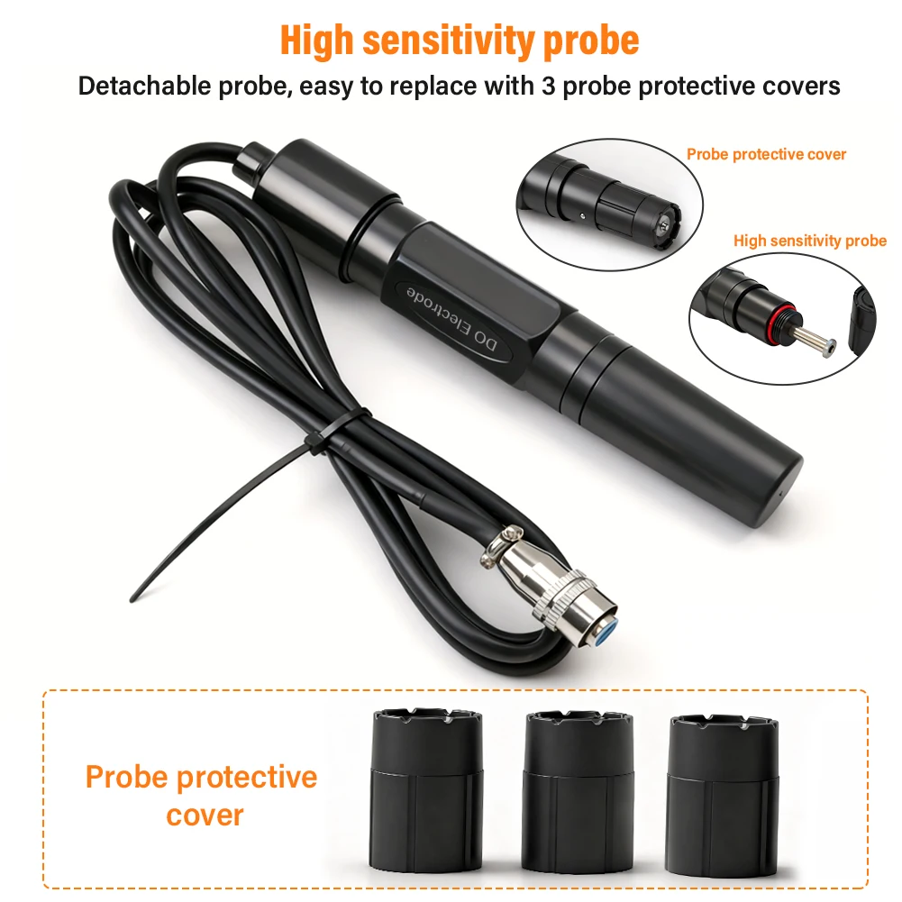 Portable Dissolved Oxygen Meter DO Tester with Replaceable Probe ATC 0-20mg/L Wa