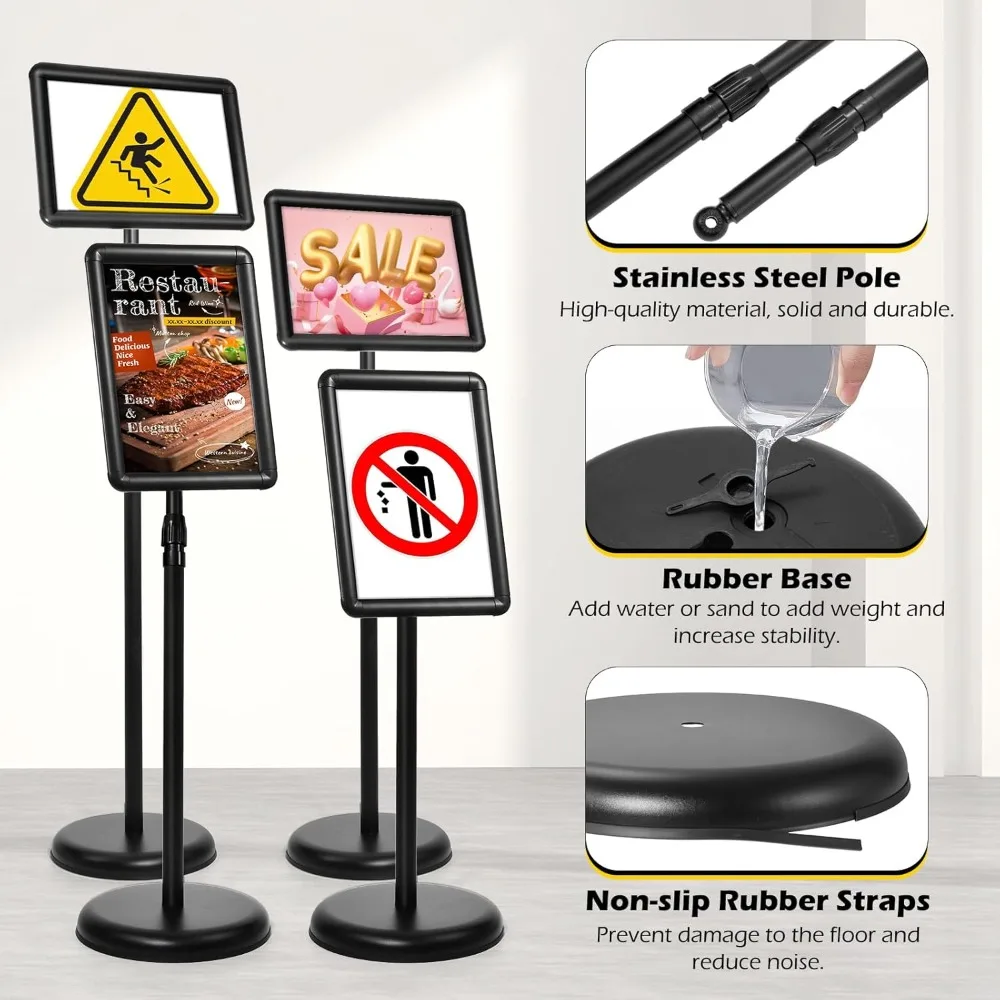 dyna-living sign stands for display 8.5 x 11 inch, 8 packs adjustable sign holder stands, pedestal sign holder with heavy duty b