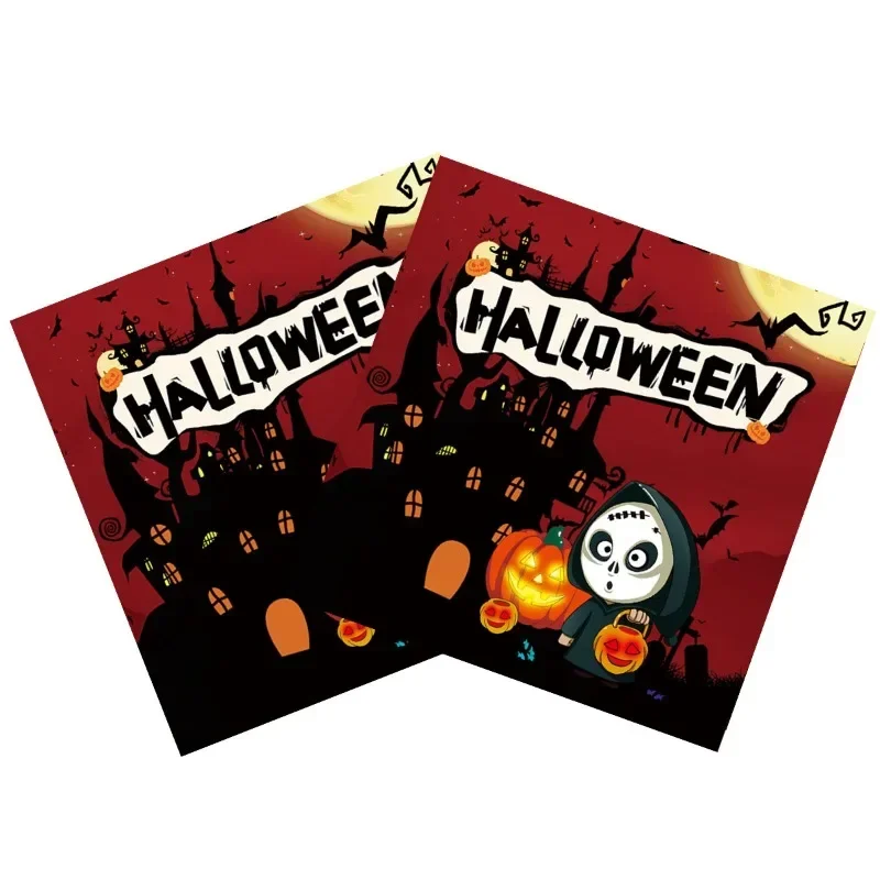 20jpcs/pac 2-Ply Halloween Pumpkin Spooky Witch Theme Holiday Ghost Party Disposable Tissue Paper Decoration for Photo Shoots