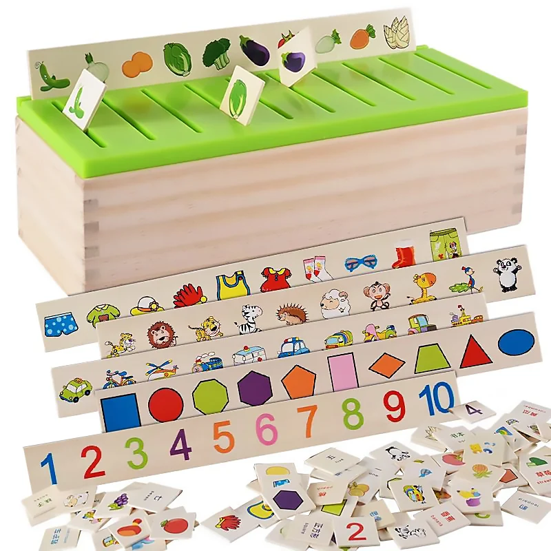 

Mathematical Knowledge Classification Cognitive Matching Kids Montessori Early Educational Learn Toy Wood Box Gifts for Children