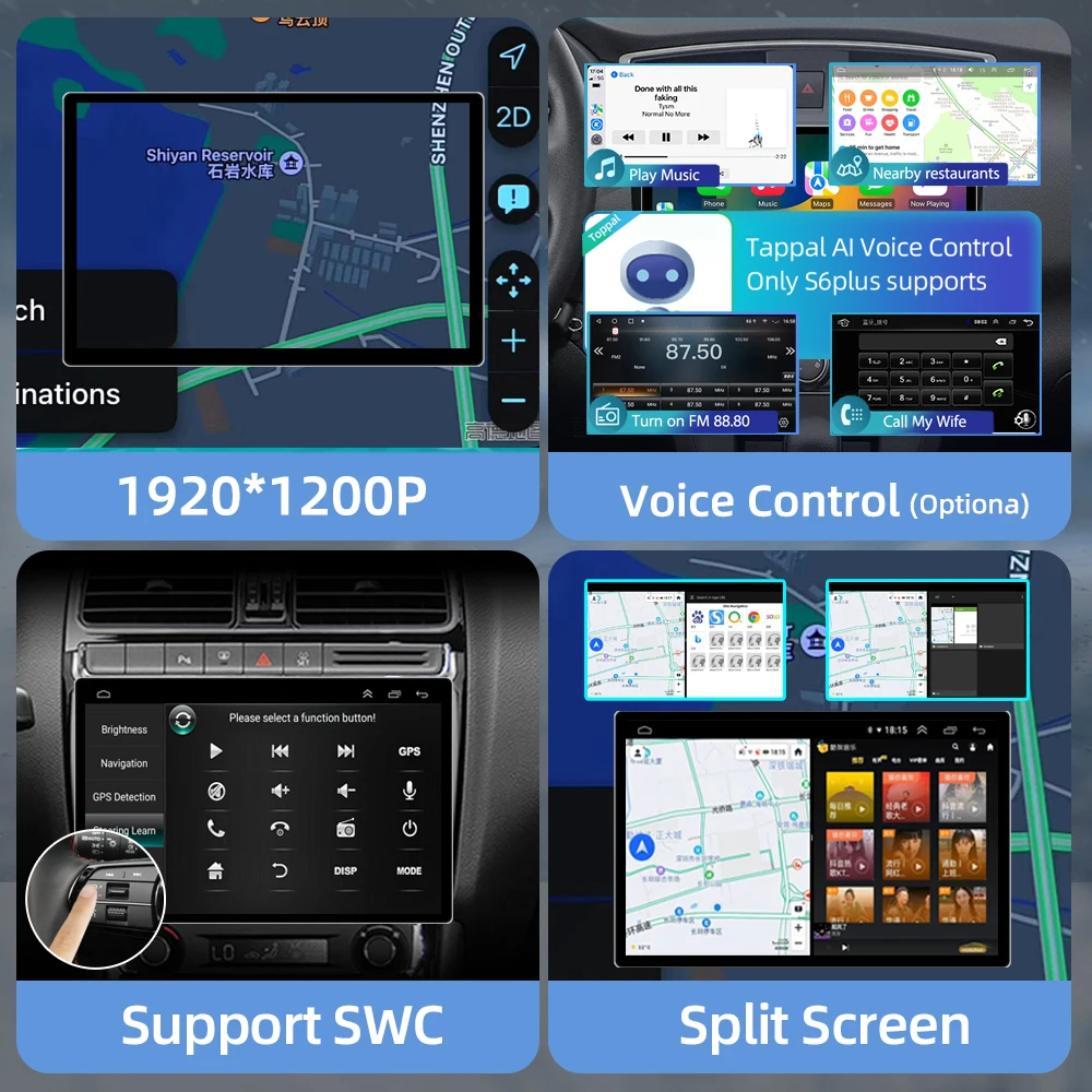 11.5"Android 13 Car Radio 2000*1200P QLED Universal Multimedia Stereo 2 Din GPS Head Unit Video Player For KIA Honda Nissan Ford