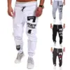 Men's Active Sweatpants Letter Print Joggers Trousers Drawstring Elastic Waist Fitness Gym Sports Pants Autumn Winter 1