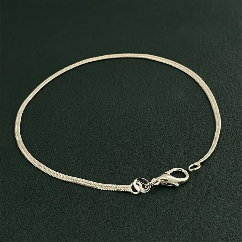 925 Sterling Silver Flat Snake Chain Bracelet - 20CM Unisex Wedding Jewelry Gift