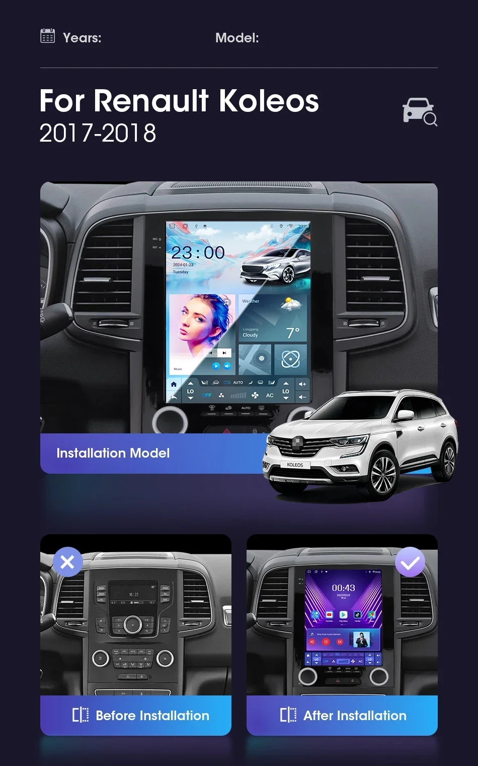 Srnubi 9,7" Autoradio für Renault Megane 4 Samsung Koleos „SM6“ Talisman 2017-2019 4G WiFi Carplay Android 2Din Head Unit – Detail 5