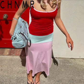 CHNMR Casual Spaghetti Strap Slim Long Dress Women Summer New Sleeveless Backless Dopamine Dressing Fashion Street Lady Dresses 1
