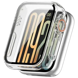 Enhanced Protective Case with Tempered Glass for Smart Watch Strap Bumper and Screen Protector (Transparent)
