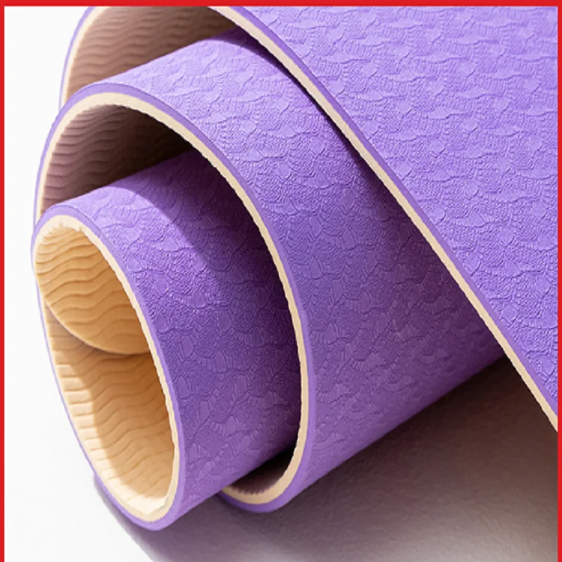 New TPE Yoga Mat Double Color Extension Thickening Tpe Sport Yoga Fitness Mat 6mm