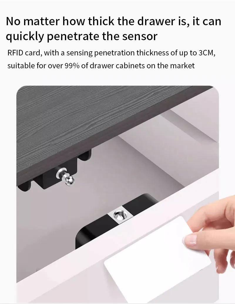Smart Drawer Lock Invisible Electronic RFID 13.56MHz IC Cabinet Lock Unlock Inte