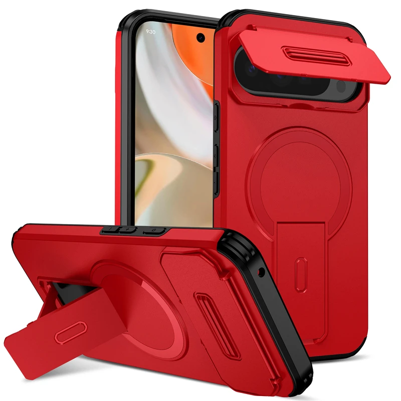 3-in-1 Hidden Lens Folding Stand Armor Magnetic Phone Case