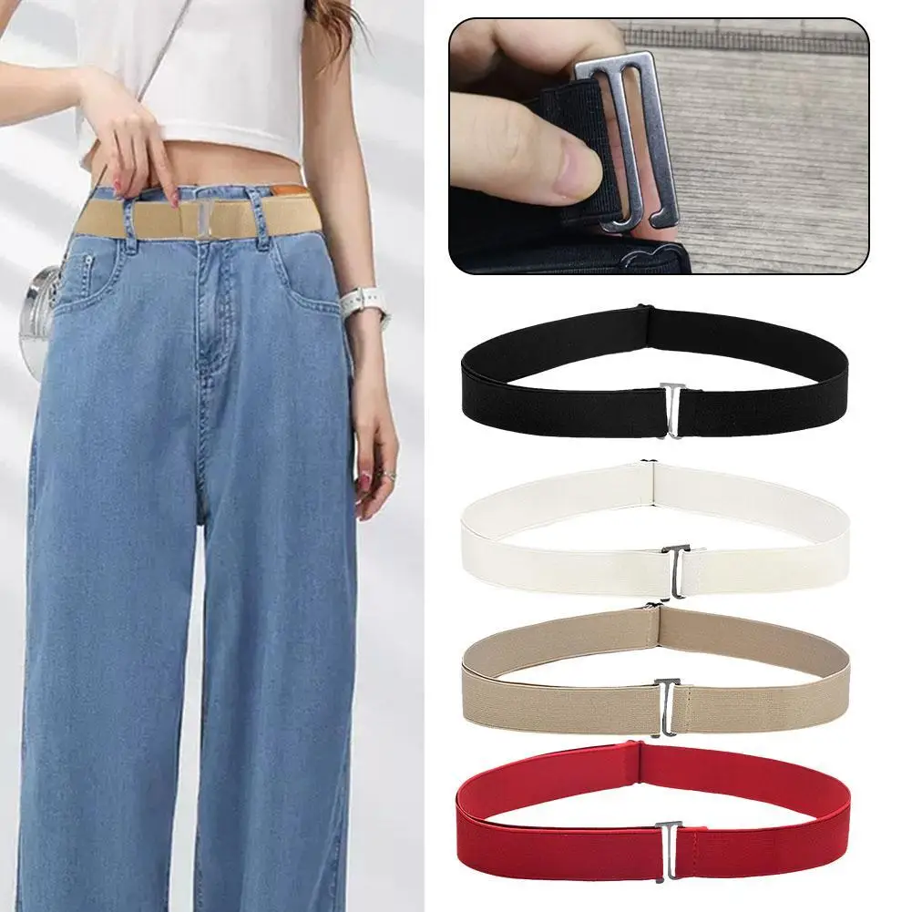 

Adjustable Size Flat Buckle Elastic Waist Band Jeans Pant Belt Women Girdle No Show Stretch Belt Invisible Slim Elastic Band