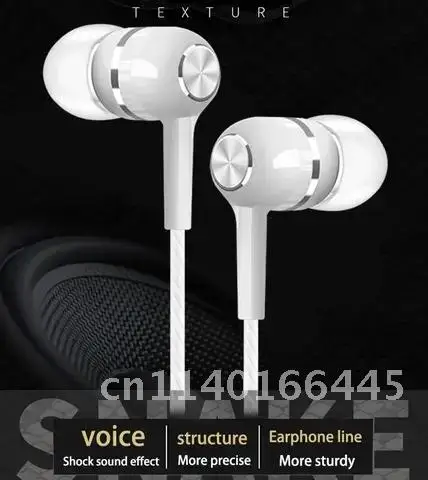 음악 스포츠 스테레오 소음 감소 헤드폰, 3.5mm 플러그 와이어 제어 헤드셋, 아이폰 아이팟 MP3 플레이어용 내장 마이크
