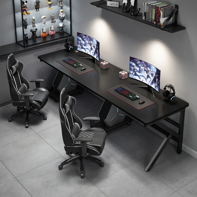 Mesa doble moderna para juegos, escritorio para ordenador, muebles de  oficina para el hogar, estantería para estudiantes, escritorio de  escritura, café Internet, escritorio para juegos - AliExpress