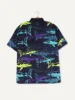 Men's short-sleeved shirt Ocean Overlord Cartoon Shark Pattern Printing Suitable for Summer Hawaiian Seaside Vacation Style Men' 3