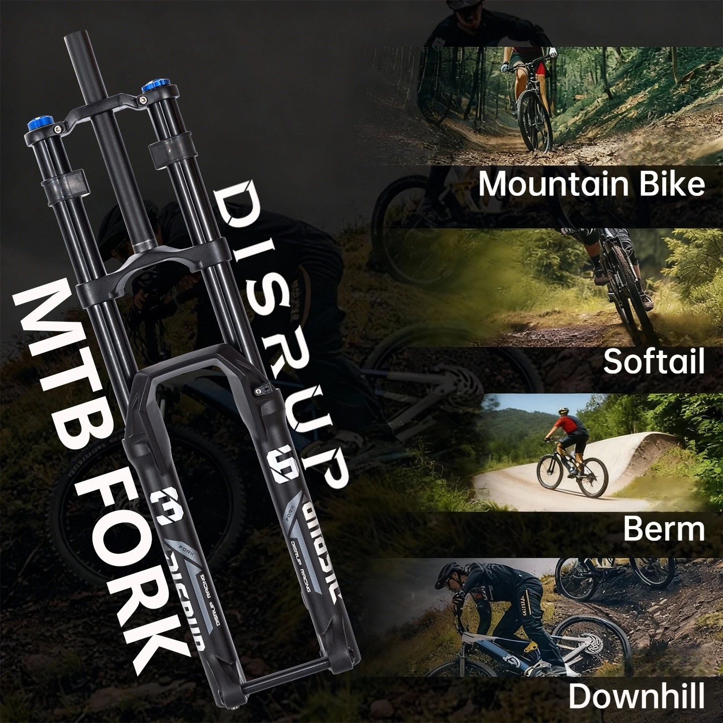 Mountain Bike Dual-Crown Air Suspension Fork 36 Tubes Thru Axle