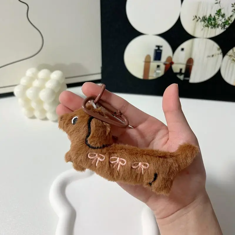 Cartoon Animal Dog Dachshund Plush Keychain Puppy Stuffed Keyring Cute Key Holder Pendant Bag Hanging Decoration Gift