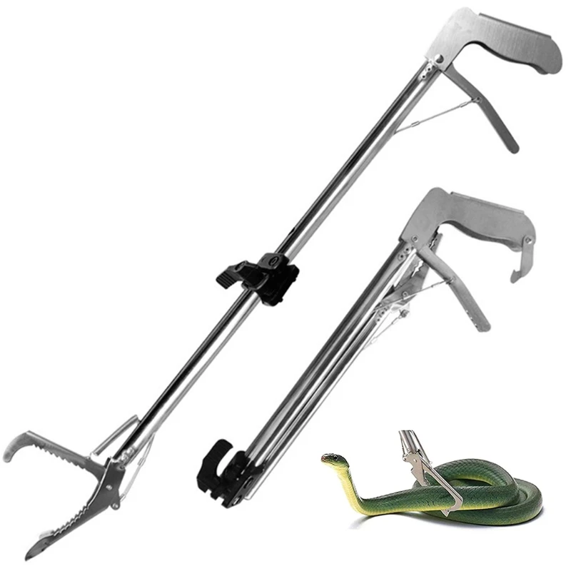 Snake Tongs Catcher Y5GB Snake Tongs Reptile Catcher Stainless Steel Wide Jaw Pick-up Handling Tool Multiple Size with Self-Lock Function 3 Size