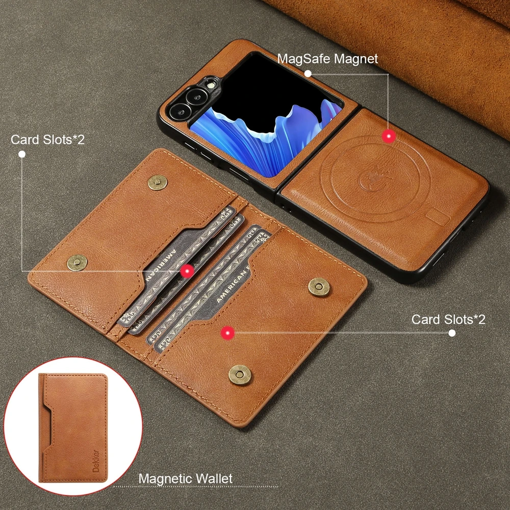 Premium 2-in-1 Detachable Leather Wallet Phone Case with Card Slots and Wireless Charging Compatibility