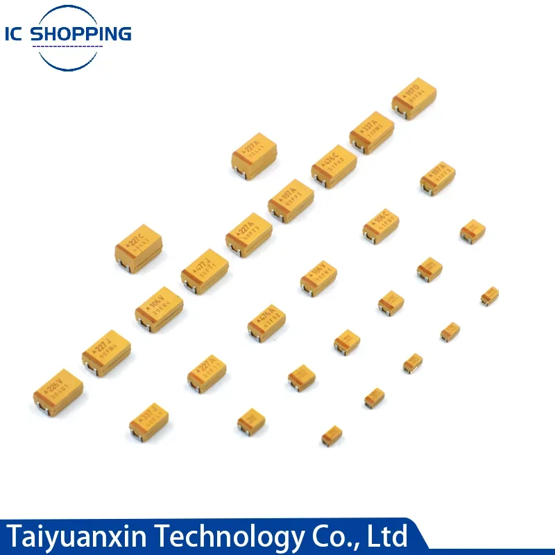 20PCS 3216A 3528B 6032C 7343D Tantalum capacitor 100UF 150UF 220UF 330UF 470UF 6.3V 10V 16V 25V 35V 50V 4.7/6.8/10/15/22/33/47UF