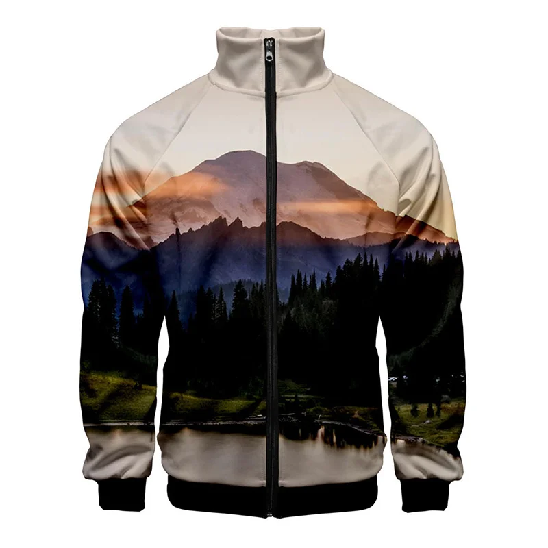 thumbnail image 1 of Chaqueta con estampado de paisaje de montaña nevada en 3D, chaquetas con gráficos de paisajes divertidos para hombres y niños, ropa de calle de moda, ropa, tops, 1 of 5