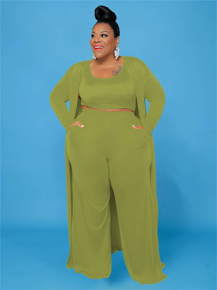 Plus Size 3 Piece Outfits Tracksuit Women Coat Vsest Pants Sets Long Sleeve Fall Fashion Steetwear 2022 Wholesale Dropshipping