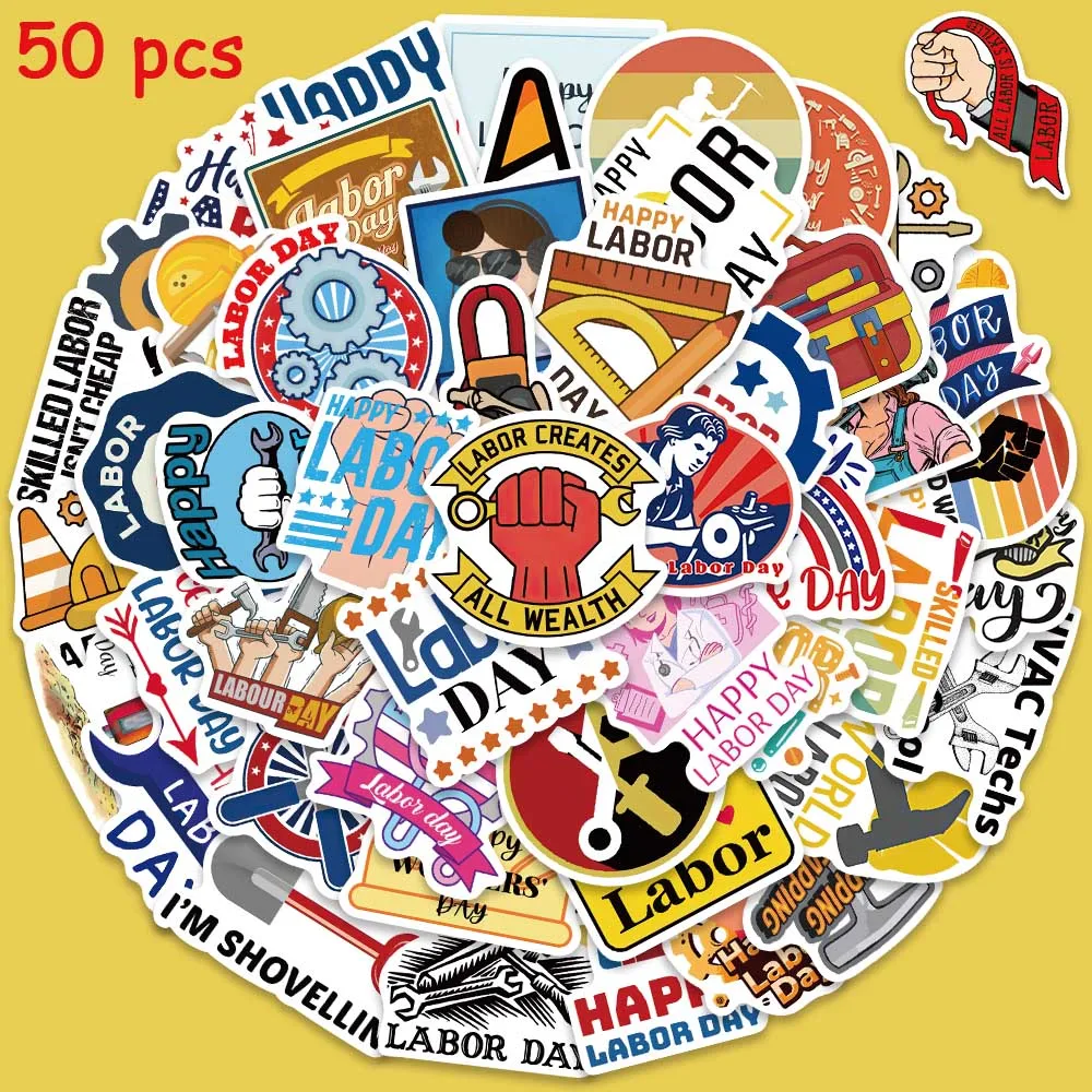 50pcs Labor Stickers Aesthetic Vinyl Waterproof Graffiti Decals For Laptop Suitcase Skateboard Motorcycle Bottle Sticker 10 30 50pcs taiko no tatsujin stickers aesthetic laptop luggage water bottle waterproof diy graffiti decal sticker packs kid toy