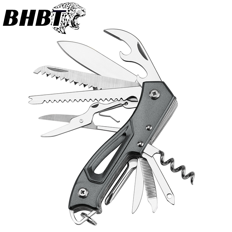 BHBT MIni 11 in 1 EDC Multitool Folding Knife Scissors Saw Bottle Opener Portable Outdoor Camping Combination Tools