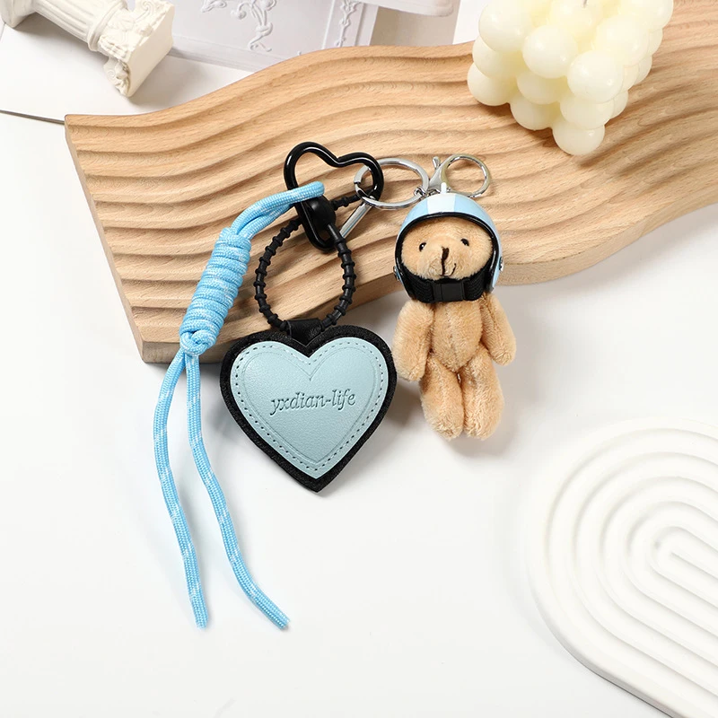 Heart Shaped Leather Plush Silicone Cord Chain Key Pendants Women Charm Bag Pendant Couple Key Ring Kid Toy Gift Key Jewelry