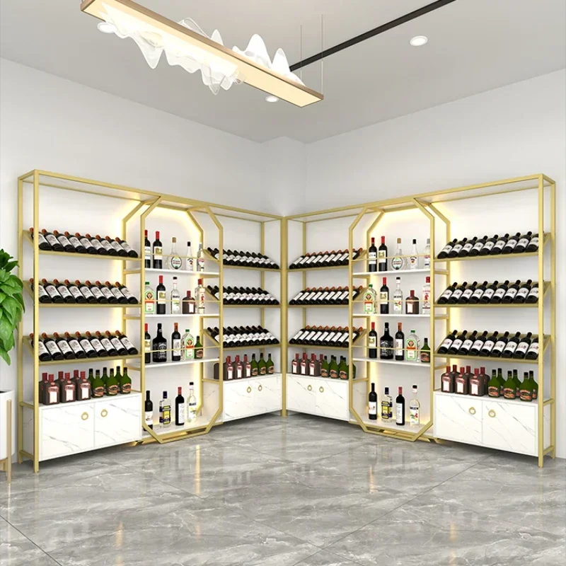 Winery Iron Art Bar Cabinet Standing Restaurant Luxury Minimalist Design Wine Rack Storage Booth Adega Wine Cabinet Furniture