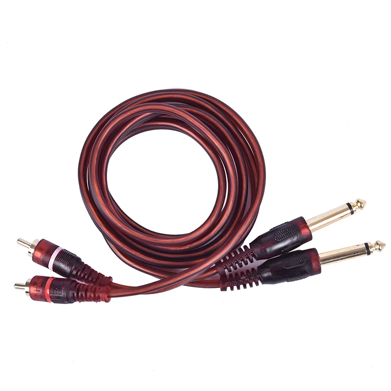 1PC 1.5m Cable Dual RCA Male to Dual 6.35mm 1/4 inch Male Mixer Audio Cable