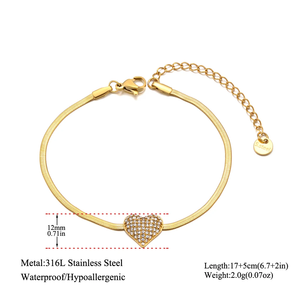 JeeMango 316L Edelstahl-Armband mit Herzanhänger für Damen, elegante Naturperle, 18 Karat vergoldet, trendiges Schmuckzubehör B23176 – Detail 10
