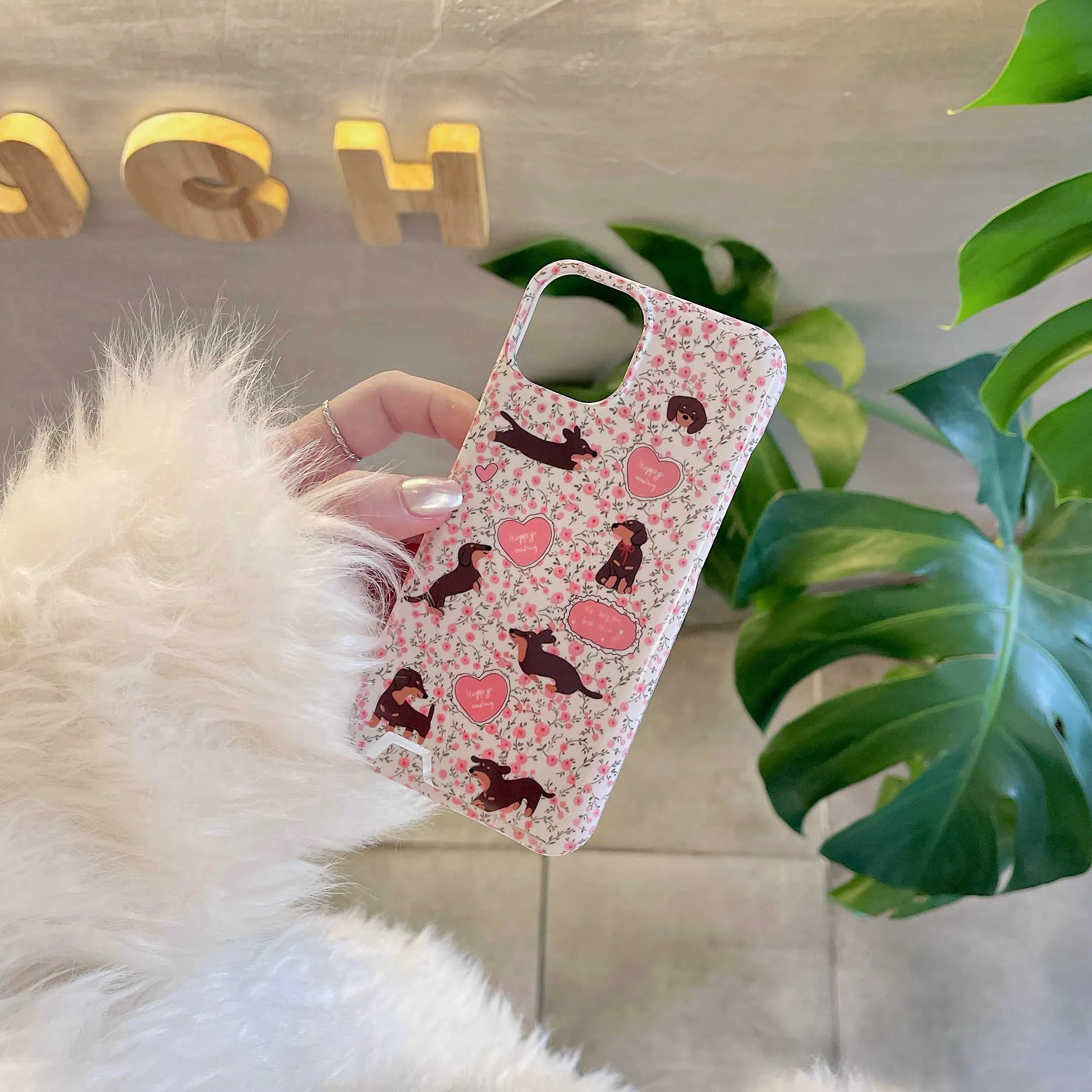 Korea Little Flower Dog Phone Case for iPhone