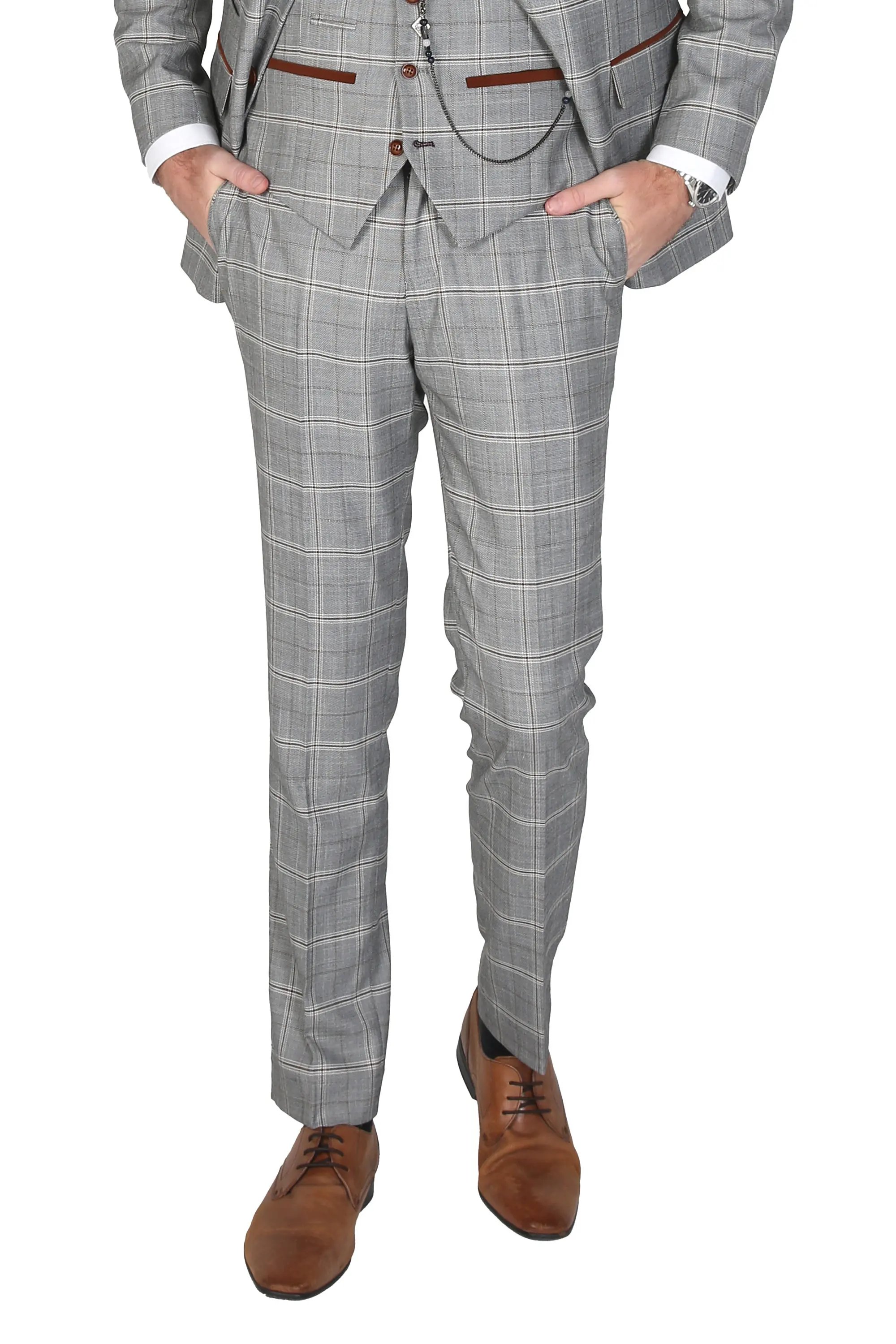 New Men's Suit 3 Pieces Blazer Pants Buckle Work Wool Wear Checkered Wedding Prom Costume Size Color Made