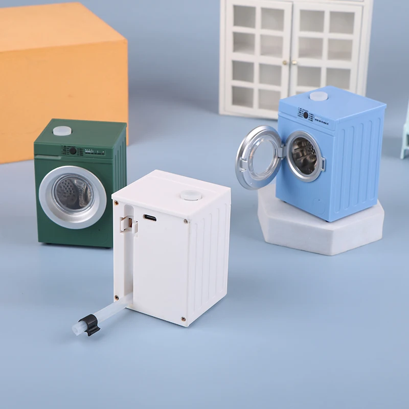 Dollhouse Miniature Washing Machine Drum Washer Laundry Model Dollhouse Decor Toy 5